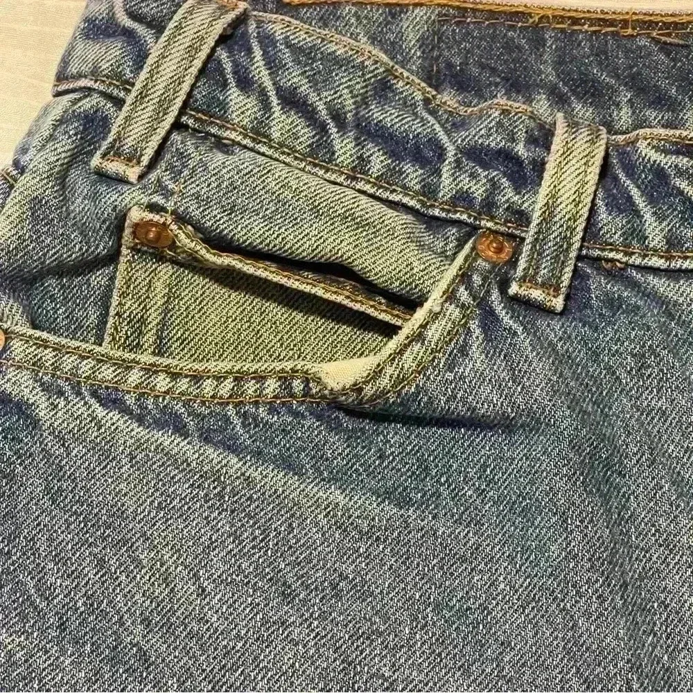 Vintage LEVI'S 505 blue Blank ORANGE TAB pure cotton made USA Jeans 36x30